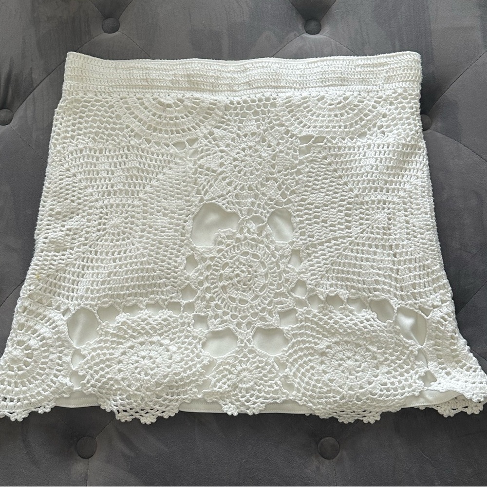 Gianni Bini Crochet Style Mini Skirt, Resort, Vacation, Beach, Coquette, Summer